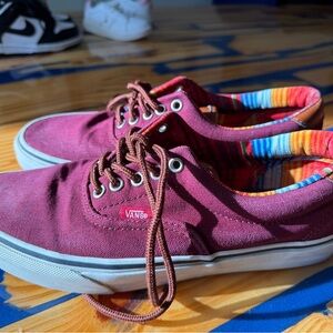 Vans Maroon Canvas Sneakers with Striped Interior